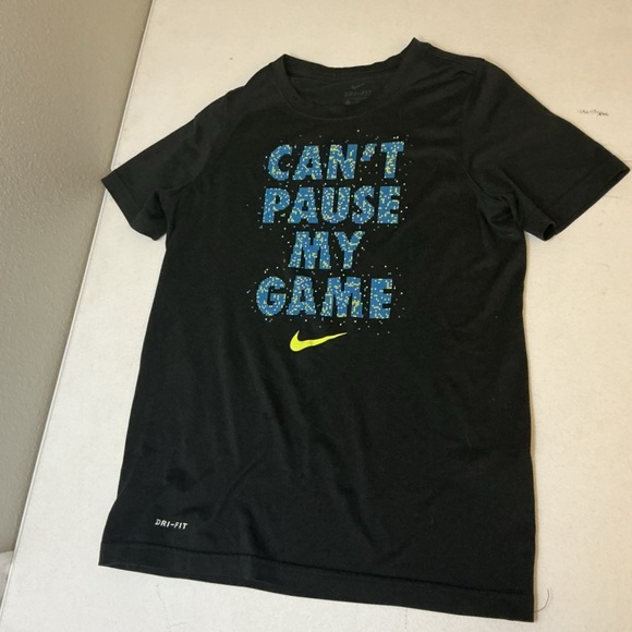 Nike Other - Nike Dri-FIT Boys Medium Black Graphic Tee Can’t Pause My Game